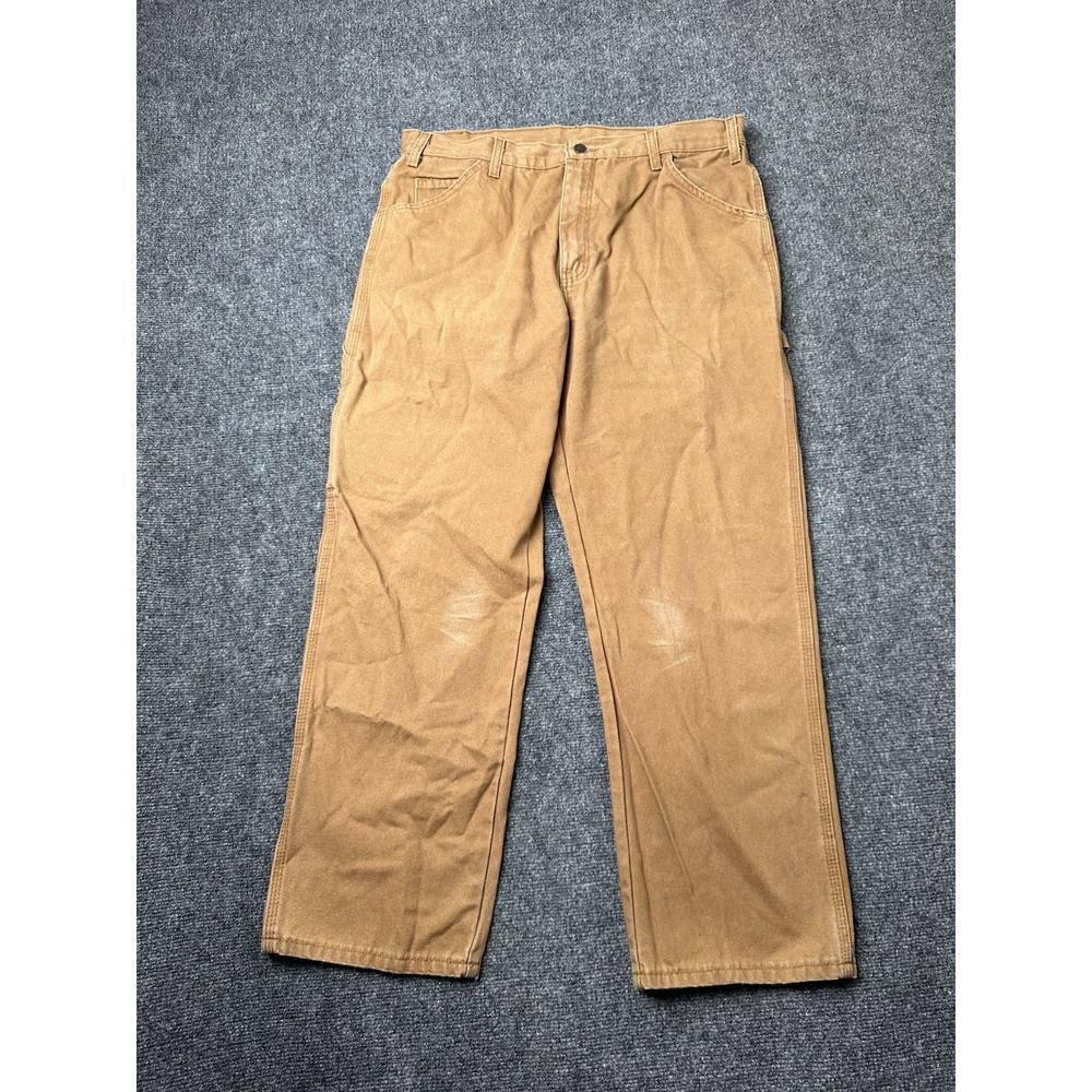 Mens Carpenter Pants Dickies Relaxed Fit Brown Duck Canvas, Size 36x30 - Picture 2 of 8
